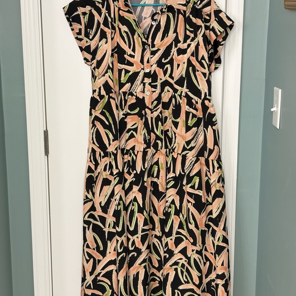 Stylish Black and Pink Patterned Dress